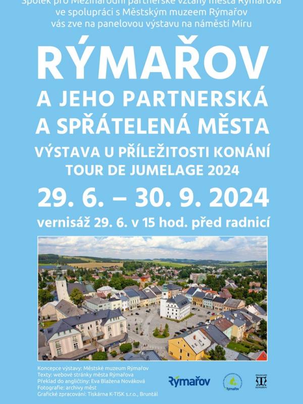 PANELOVÁ VÝSTAVA  RÝMAŘOV A JEHO PARTNERSKÁ A SPŘÁTELENÁ MĚSTA NA NÁMĚSTÍ, 29.6.-30.9.2024